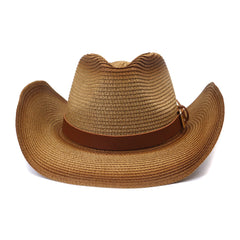 Chapeaux de cowboy en paille Printemps et Été Chapeau de cowboy en paille Western pour hommes et femmes Plage Extérieure