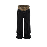 Men's Vintage Pants Splicing Straight Jeans Men's and Women's Trousers MIJKO