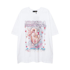 T-shirt homme imprimé lapin mignon manches courtes, t-shirt couple homme et femme rétro