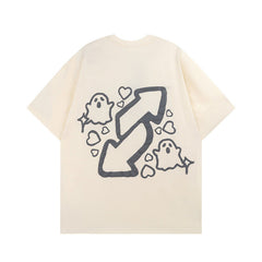 T-shirt Homme Imprimé en Relief Manches Courtes Unisexe Hip Hop Ample