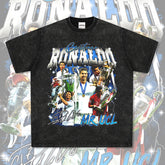 Mens Vintage Football T-Shirt Ronaldo Printed Short Sleeve T-Shirt Vintage Loose