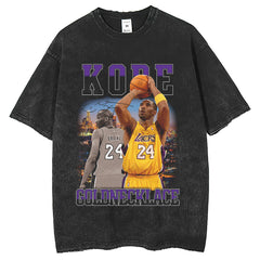 Mens T Shirts Kobe Printed Short Sleeves Washed Old Hip Hop