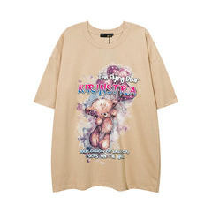 T-shirt homme Hip Hop Col rond Manches courtes T-shirt Hommes et Femmes Ample Couple assorti