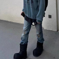 Men's Vintage Pants Men's and Women's Wide-footed Jeans MIJKO