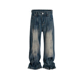 Men's Vintage Pants Men's Women's Splicing Washed Old Jeans MIJKO