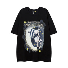 T-shirt homme à manches courtes imprimé graffiti de dessin animé, décontracté, assorti pour homme et femme