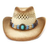Chapeaux de Cowboy en Paille Chapeau de Cowboy en Paille Hommes Femmes Chapeau de Plage Anti-Soleil pour l'Extérieur