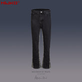 Men Vintage Pants Camouflage Splicing Slim-Fit Casual Jeans MIJKO