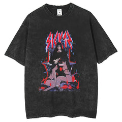 Men T Shirts American retro Uchibo ferret print short-sleeved t-shirt washed and old