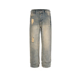 Men's Vintage Pants ripped trousers men's and women's washed water old jeans MIJKO