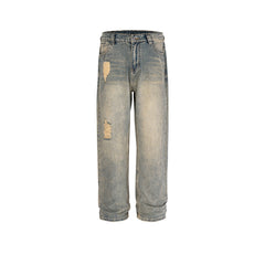 Men's Vintage Pants ripped trousers men's and women's washed water old jeans MIJKO
