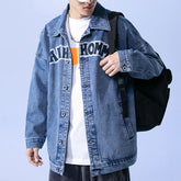 Men's Patterned Denim Jacket Loose Plus Casual Retro Top Plus Size Men Denim Jacket