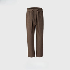 Men's Vintage Pants Men's Textured Trousers Sports Casual Pants with Drawstring MIJKO
