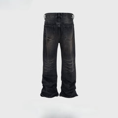 Men's Vintage Pants textured washed trousers men's and women's micro-pull jeans MIJKO
