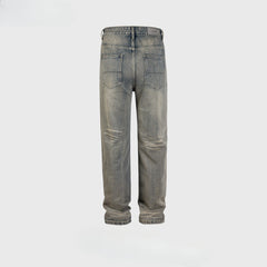 Men Vintage Pants retro washing water old trousers men's and women's straight jeans MIJKO