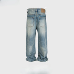 Men's Vintage Pants Men's Women's Straight Pants Washed Old Jeans MIJKO