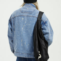 Men's Spring Loose Solid Color Retro plus Size Top Denim Jacket Men's Men Denim Jacket