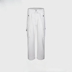 Men Vintage Pants Straight Multi-Pocket Cut-Over Cuff Waist Casual Pants MIJKO