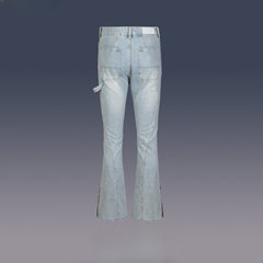 Men's Vintage Pants Zipper Pants Wide Pants Men's and Women's Blue Jeans MIJKO
