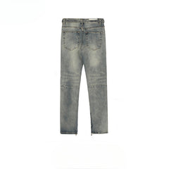 Men Vintage Pants Knee Ripped Pants Zipper Pants Jeans MIJKO
