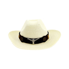Chapeaux de cowboy en paille Chapeau de paille Hommes et femmes Chapeau de plage de bord de mer extérieur Chapeau de soleil de protection solaire