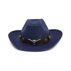 Chapeaux de cowboy en paille Chapeau de paille Hommes et femmes Chapeau de plage de bord de mer extérieur Chapeau de soleil de protection solaire