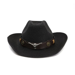 Chapeaux de cowboy en paille Chapeau de paille Hommes et femmes Chapeau de plage de bord de mer extérieur Chapeau de soleil de protection solaire