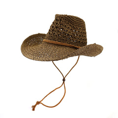 Chapeaux de cowboy en paille Chapeau de paille fait main Chapeau melon Femme Chapeau de plage extérieur en bord de mer