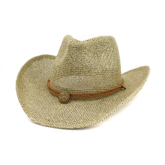 Chapeaux de cowboy en paille Chapeau de plage de bord de mer extérieur Protection solaire Chapeau de soleil