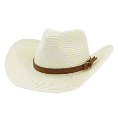 Chapeaux de cowboy en paille pour hommes et femmes, chapeau de cowboy occidental en paille, chapeau haut de forme, chapeau de plage d'extérieur pour le bord de mer
