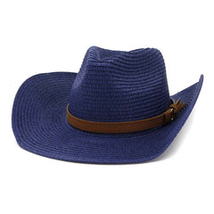 Chapeau de paille de cowboy Hommes Femmes Chapeau de paille Haut-de-forme Chapeau de plage d'extérieur