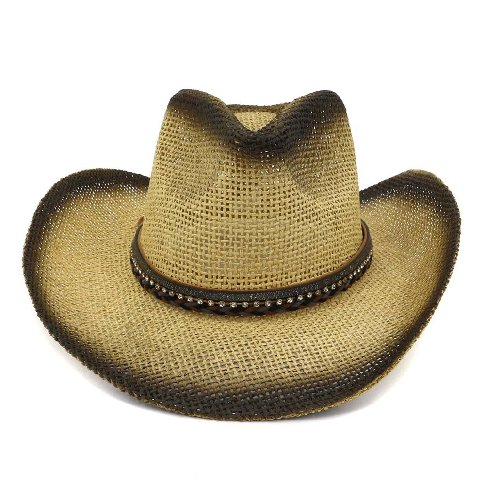 Chapeaux de Cowboy en Paille Chapeau de Cowboy en Paille Chapeau de Protection Solaire de Plein Air pour Femmes