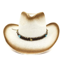 Chapeaux de cowboy en paille Chapeau de cowboy en paille Chapeau de soleil d'extérieur Chapeau de plage