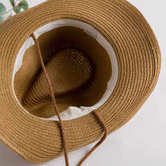 Chapeaux de Cowboy en Paille pour Homme Chapeau de Cowboy d'Été Protection Solaire Chapeau de Plage en Bord de Mer