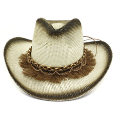 Chapeau de paille de cowboy pour femme Chapeau de plage de bord de mer pour l'extérieur