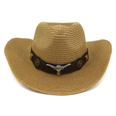 Chapeaux de Cowboy en Paille Chapeau de Plage de Mer Extérieur Herbe de Cowboy