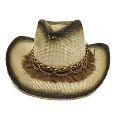 Chapeau de paille de cowboy pour femme Chapeau de plage de bord de mer pour l'extérieur