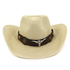 Chapeaux de Cowboy en Paille Chapeau de Plage de Mer Extérieur Herbe de Cowboy