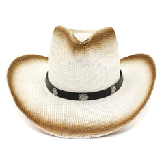 Chapeaux de cowboy en paille Chapeau de cowboy en paille pour femme Chapeau haut de forme Plage en bord de mer en extérieur
