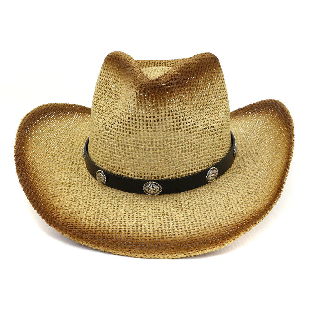 Chapeaux de cowboy en paille Chapeau de cowboy en paille pour femme Chapeau haut de forme Plage en bord de mer en extérieur