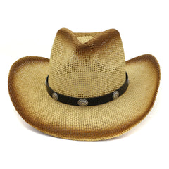 Chapeaux de cowboy en paille Chapeau de cowboy en paille pour femme Chapeau haut de forme Plage en bord de mer en extérieur