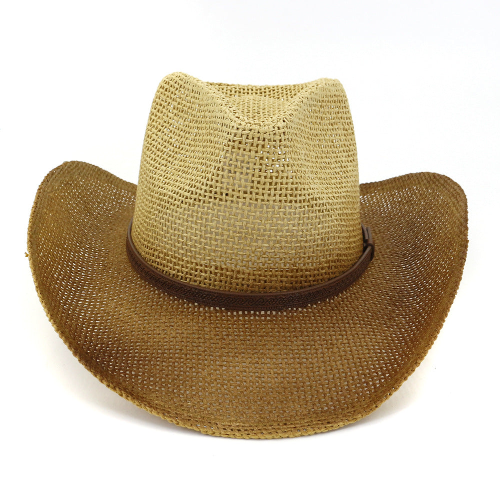 Chapeaux de cowboy en paille Chapeau de cowboy en paille pour hommes et femmes Protection solaire pour l'extérieur et la mer