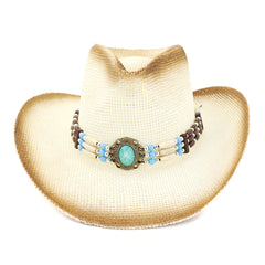 Chapeau de cowboy en paille Chapeau de plage Chapeau de protection solaire Chapeau de cowboy en paille