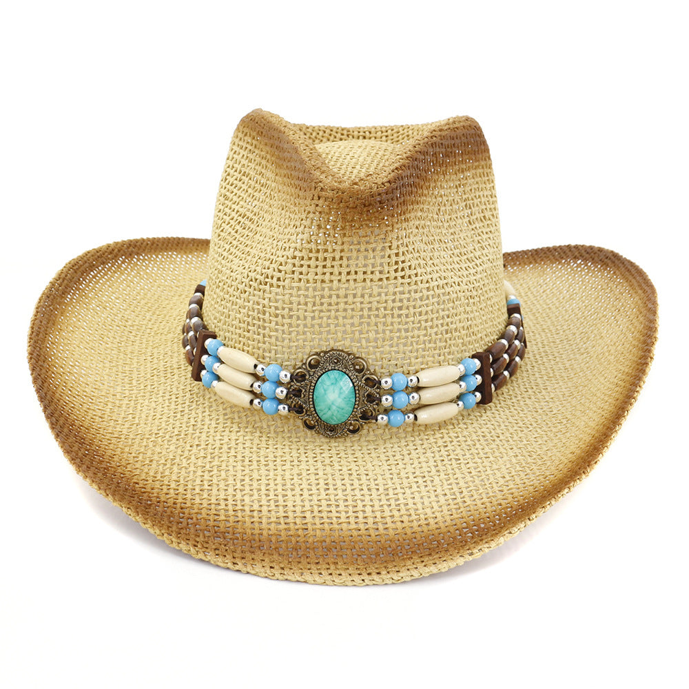 Chapeau de cowboy en paille Chapeau de plage Chapeau de protection solaire Chapeau de cowboy en paille