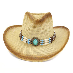 Chapeau de cowboy en paille Chapeau de plage Chapeau de protection solaire Chapeau de cowboy en paille
