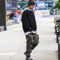 Mens Vintage Pants Multi-pocket-breasted camouflage slacks MIJKO