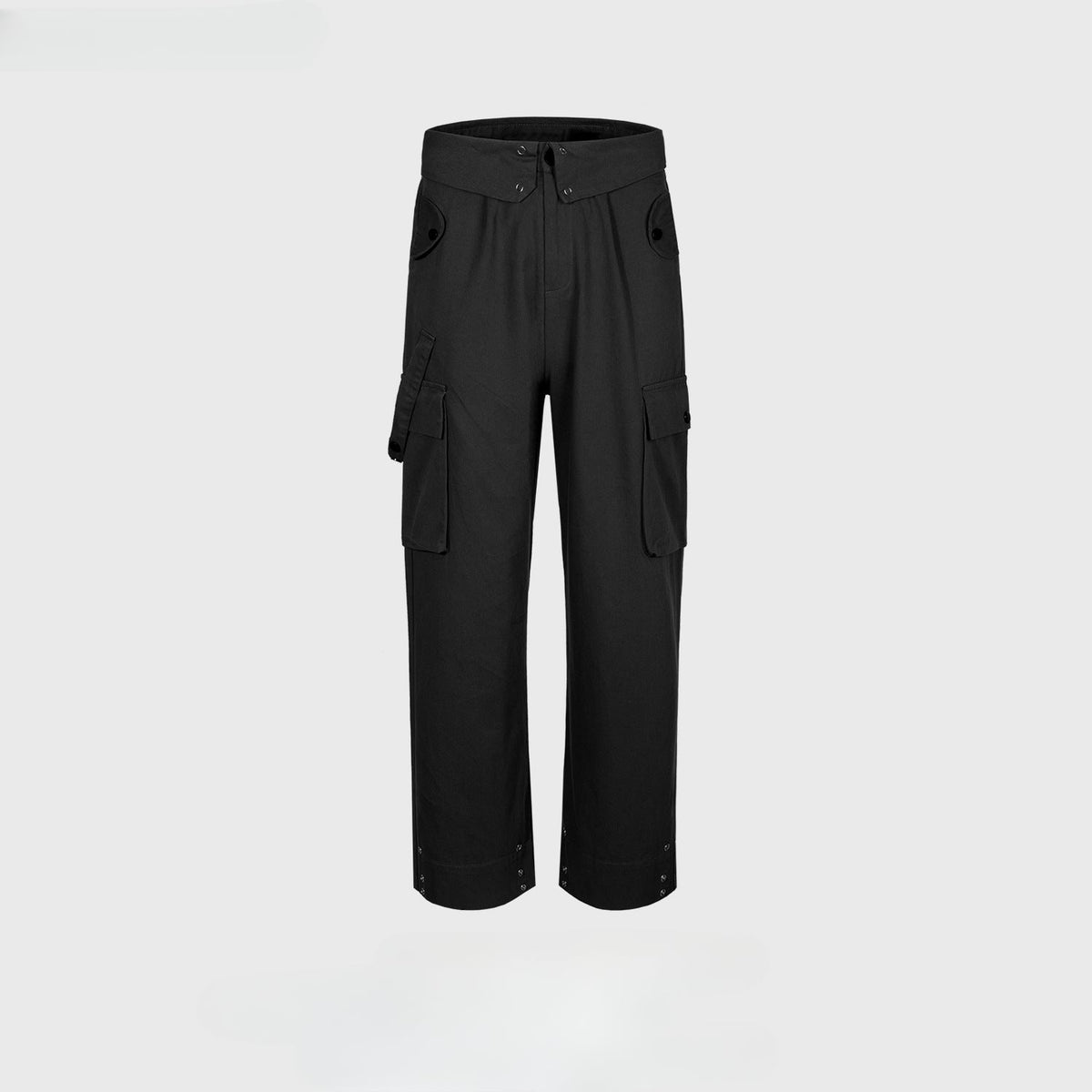 Men Vintage Pants Straight Multi-Pocket Cut-Over Cuff Waist Casual Pants MIJKO