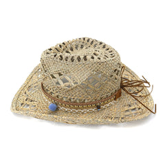 Chapeaux de cowboy en paille Chapeaux en jean pour hommes et femmes Chapeaux de paille Protection solaire Chapeaux de soleil