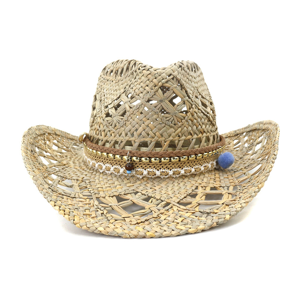 Chapeaux de cowboy en paille Chapeaux en jean pour hommes et femmes Chapeaux de paille Protection solaire Chapeaux de soleil