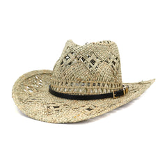 Chapeaux de Cowboy en Paille Chapeau de Cowboy Homme et Femme Protection Solaire Chapeau de Soleil